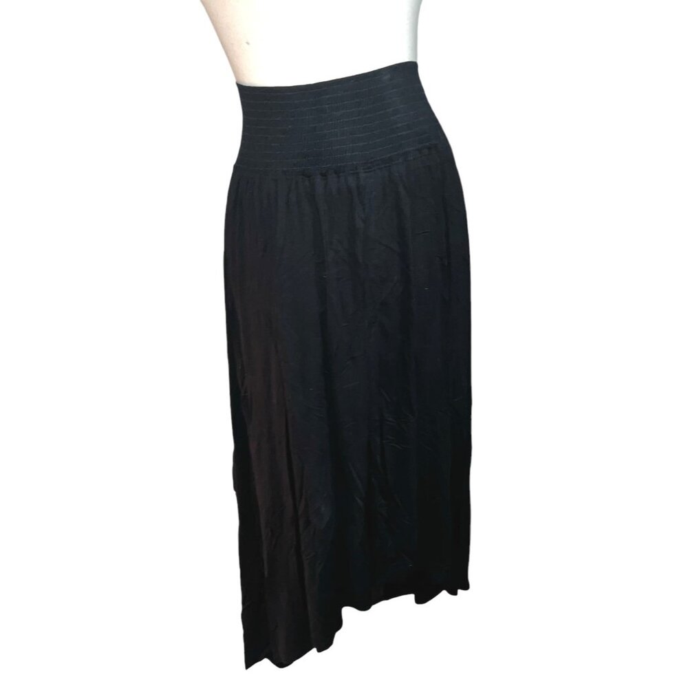 Free People Beach Soft Open Front Smocked Waist Assymetrical Maxi Skirt Sz Mediu